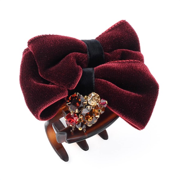 【販路限定】＜ポーチ付き＞プライマリーベルベット デザートクリップ 中(ワイン)