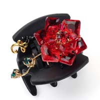 4/24発売 ファンフラワー「バラ」 デザートクリップ 中 (レッド)