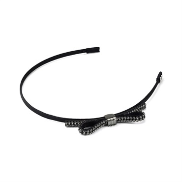 クリスタルメッシュパヴェリボン ヘアバンド(ブラック)