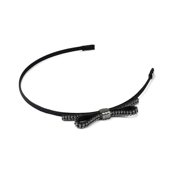 クリスタルメッシュパヴェリボン ヘアバンド(ブラック)