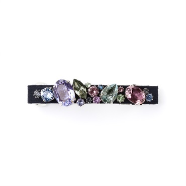 美品　コンプレックスビズ　クリスタルクラッシュ　バレッタ　リボン　ブルー クリスタルメッシュバゲット スリムバレッタ | Complex Biz
