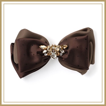 11/28発売 ジオラムリボン バレッタ(ブラウンミックス)