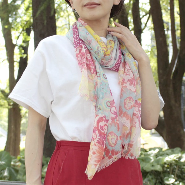 SALE50%OFF 【Echo New York】PATCHWORK STOLE(CORAL) | スカーフ