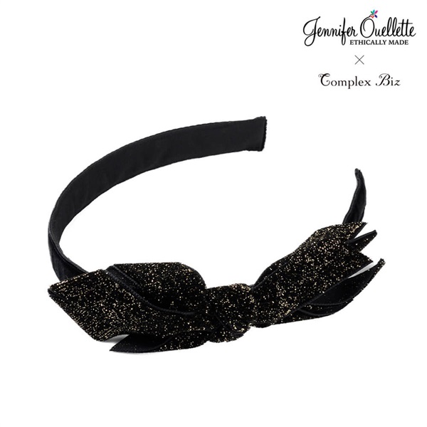 Jennifer Ouellette×Complex Biz ラメリボンボウ フレキシフィットヘアバンド(ブラック)