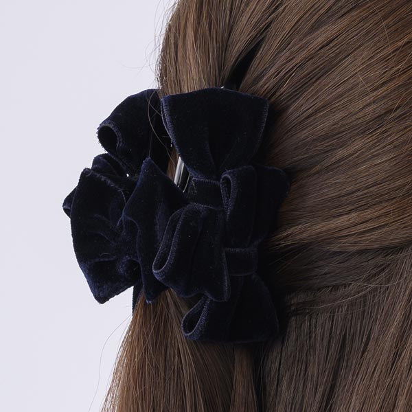 【かいかい】　Complex Biz ベルベットリボンヘアクリップブラック 8/21発売 プライマリーベルベット バンスクリップ L(ネイビー