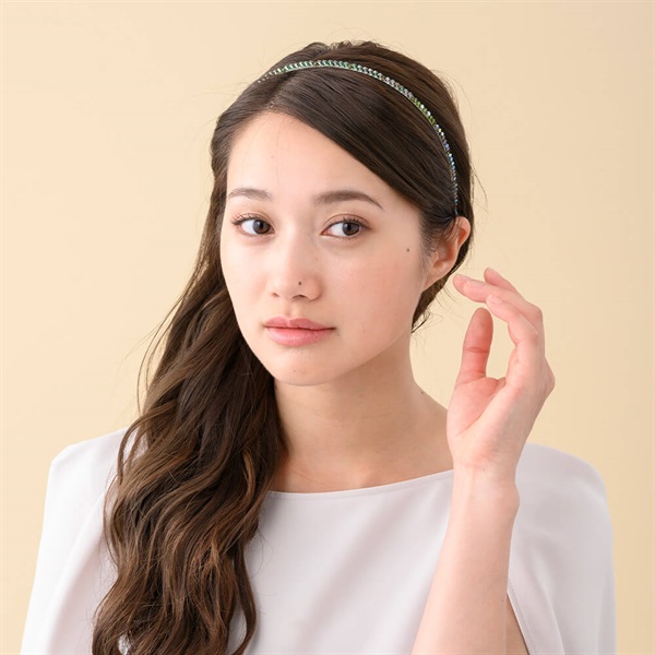 カットビーズグラデーション ヘアバンド(グリーン) | ヘアバンド