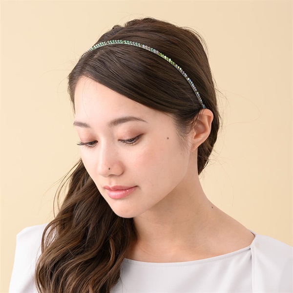 Complex Biz ヘアバンド ビーズ装飾 カットビーズグラデーション ヘアバンド(グリーン) | ヘアバンド