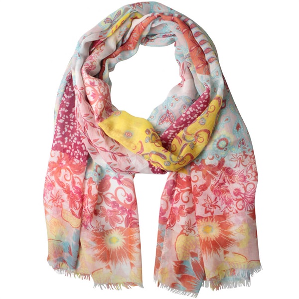 SALE50%OFF 【Echo New York】PATCHWORK STOLE(CORAL) | スカーフ 