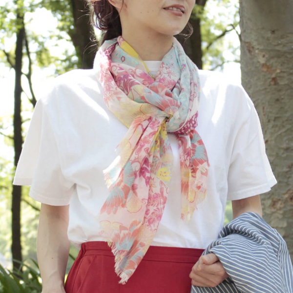 SALE30%OFF 【Echo New York】PATCHWORK STOLE(CORAL) | スカーフ